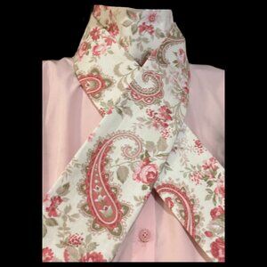 Classic Shaped Equestrian Fox Hunting Stock Tie Paisley Pink Green White